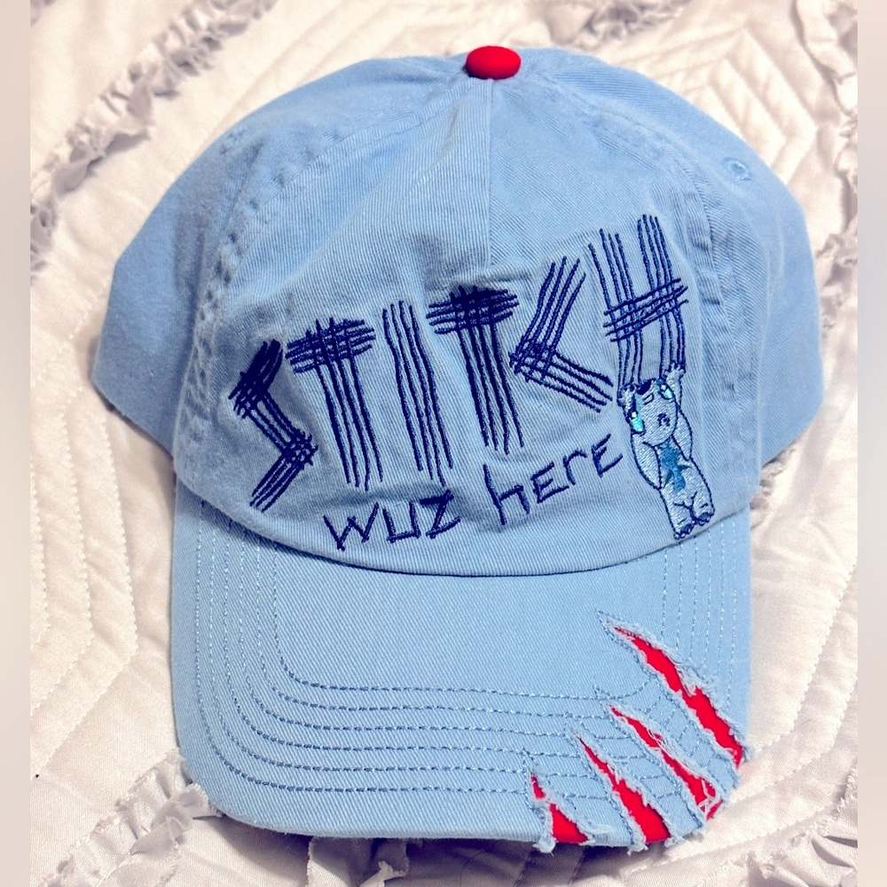 Disney Parks Stitch Wuz Here Slashed Cotton Baseball Hat from Lilo & Stitch NWT
